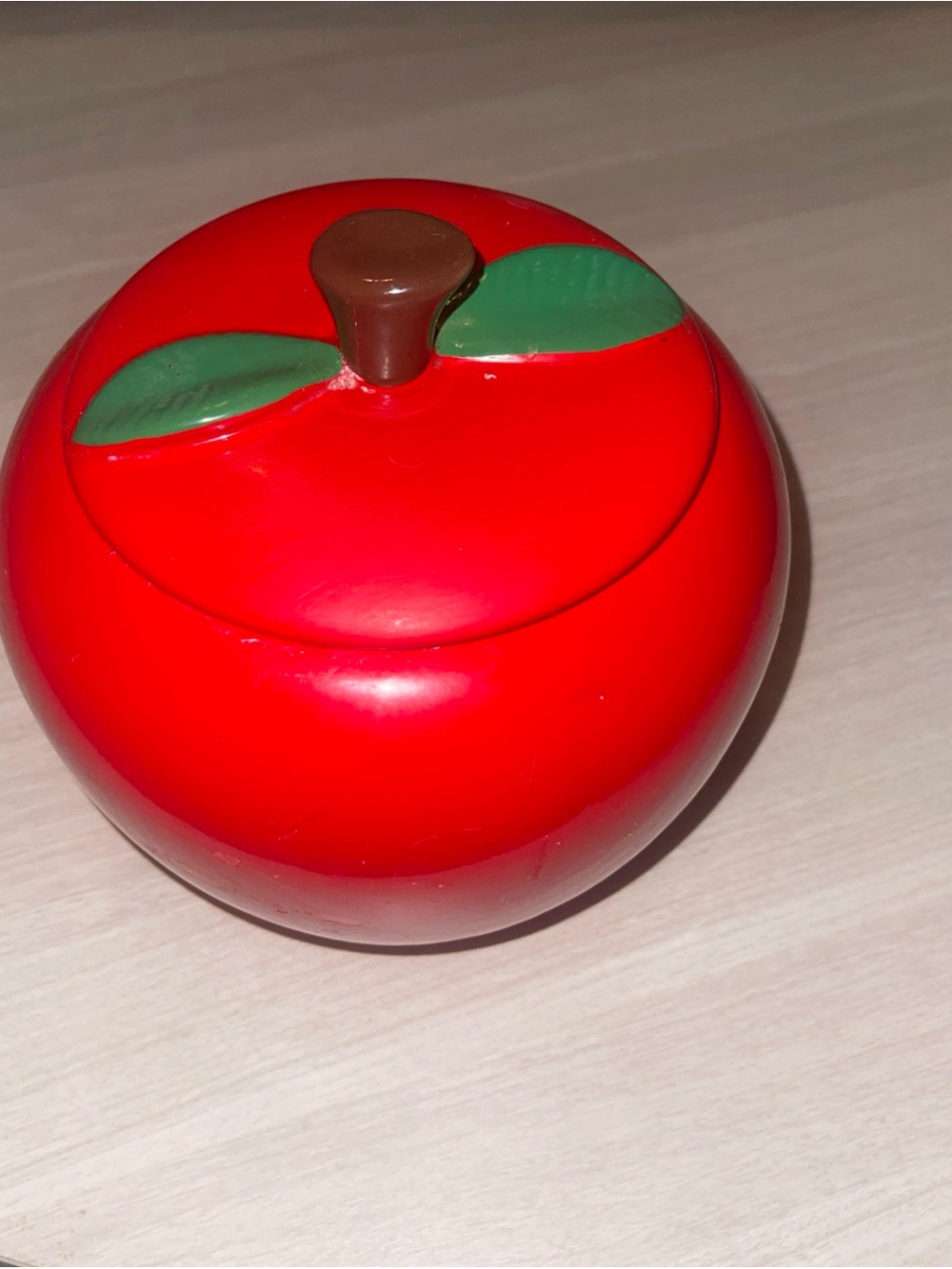 Vintage Red Apple-Shaped Ceramic Container with Lid Granny Core Cottage Core